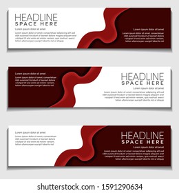 Gradient Light Red Wavy, Wave, Liquid, Fluid Modern Abstract Web Banner for Header, Advertising, Publication. Design Vector Template, Mockup.