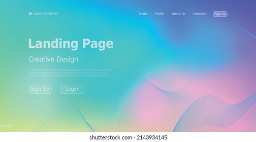Gradient light web template landing page digital website landing page design concept - Vector illustration