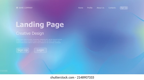 Gradient light web template landing page digital website landing page design concept - Vector illustration