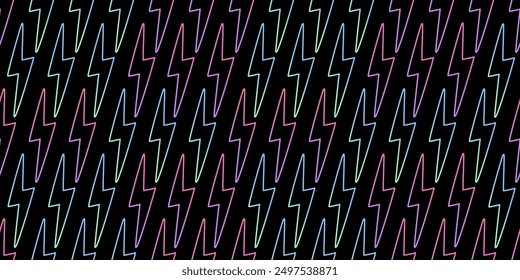 Gradient Lightning bolt pattern. Groovy funky linear flash repeated ornament. Energy and power sign. Vector illustration design for background, backdrop and social media.