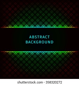 Gradient lights abstract geometric shape on dark background