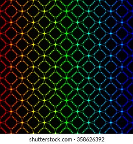 Gradient lights abstract geometric shape on dark background