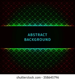 Gradient lights abstract geometric shape on dark background