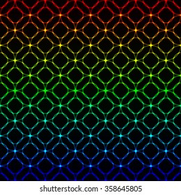 Gradient lights abstract geometric shape on dark background