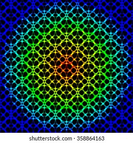 Gradient lights abstract geometric shape on dark background