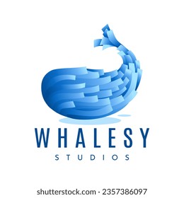 Gradient line abstract orca whale logo design branding