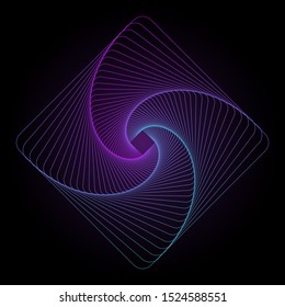 Gradient Line art. Abstract vector wireframe landscape. loop spiral vector.