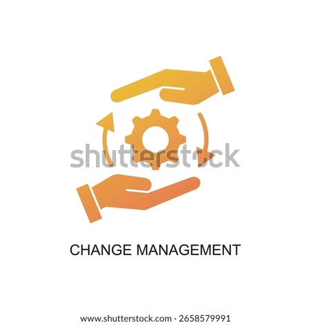 Gradient Line Art Change Management Process Cogwheel Arrow Hands Icon