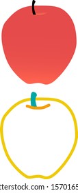 gradient and line art icon of apple fruit using orange, yellow, green color in simple and modern style