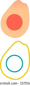 gradient and line art icon of avocado fruit using orange, yellow, green color in simple and modern style