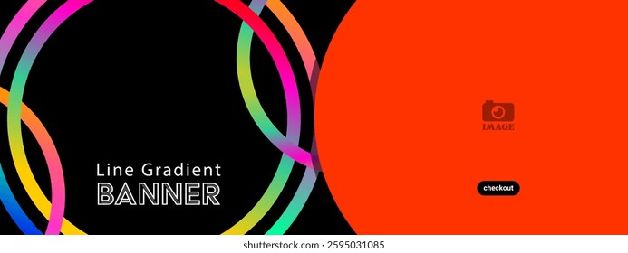 Gradient Line Banner Template. Colorful Modern Style Design in the Circle