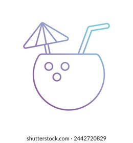Gradient Line Coconut Drink vector icon