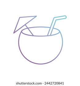 Gradient Line Coconut Drink vector icon