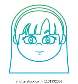 gradient line cute child girl head with hairstyle
