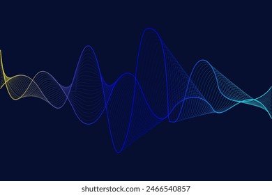 Gradient line electromagnetic wave background vector.