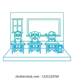 gradient line girls students in the classroom sitting school chair