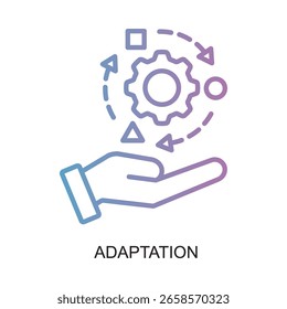 Icono de proceso y adaptación del mecanismo de engranaje de sujeción de mano de línea de gradiente