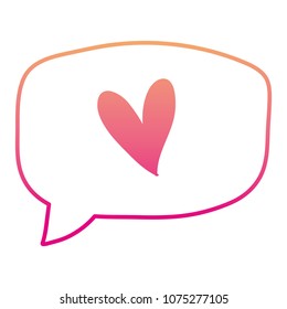 gradient line heart inside chat bubble text message