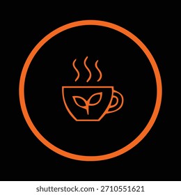 Icono de línea degradada de una taza caliente de café o té con vapor creciente.