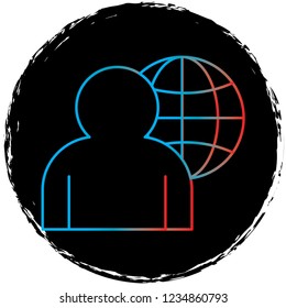 gradient line icon on black circle.perfect for websites,apps and other projects 