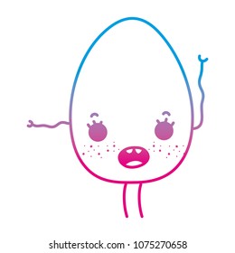 gradient line kawaii happy egg with arms and legs