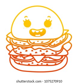gradient line kawaii happy hamburger tasty fast food