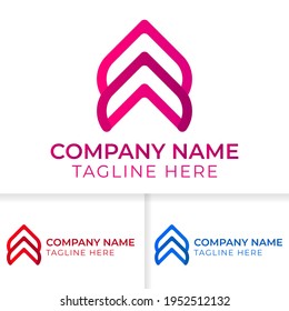 Gradient line logo. Up concept logo design with gradient color. good for tech, multimedia, startup logo design