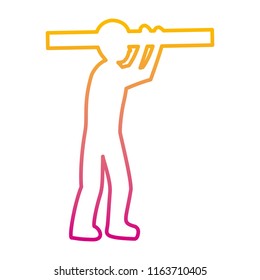 gradient line pictogram laborer with construction equipment maintenance