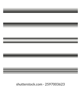 Gradient line sequence. Cylindrical vector art. Film strip illusion. Black gradient design.