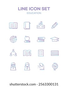 Gradient Line Simple Icon Set