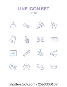 Gradient Line Simple Icon Set