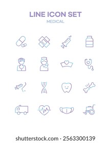 Gradient Line Simple Icon Set