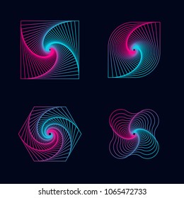 Gradient line spiral designs elements, vector illustration