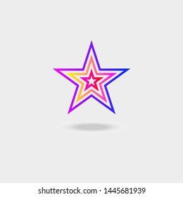Gradient line star, trophy symbol, graphic design element, company logo template, colored star with five beams, web icon isolated. Vector illustration