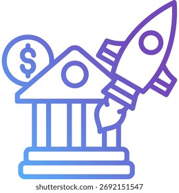Startup Banking Rocket Symbol für Farbverlauf-Linie