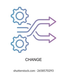 Gradient Line Style Change Management Process Flow Chart Element