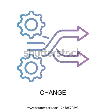 Gradient Line Style Change Management Process Flow Chart Element