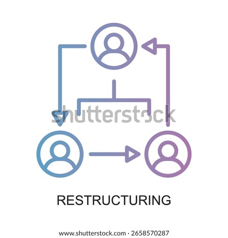 Gradient Line Style Organizational Restructuring Process Flowchart Structure Diagram