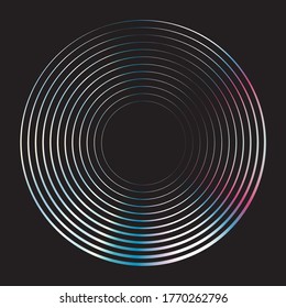 Gradient Lines in Circle Form . Spiral Vector Illustration .Technology round Logo . Design element . Abstract colorful Geometric shape . Striped border frame