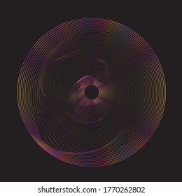 Gradient Lines in Circle Form . Spiral Vector Illustration .Technology round Logo . Design element . Abstract colorful Geometric shape . Striped border frame