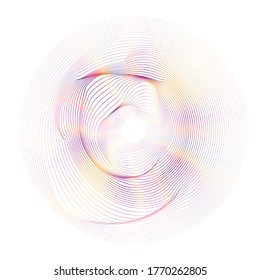 Líneas de degradado en forma circular . Ilustración de vectores espirales .Logo de ronda tecnológica . Elemento de diseño. Resumen de la forma geométrica coloreada. Marco de borde rayado