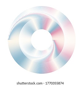 Gradient Lines in Circle Form . Spiral Vector Illustration .Technology round Logo . Design element . Abstract colorful Geometric shape . Striped border frame