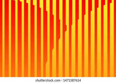 Gradient lines pattern with a circle from yellow to red. Optical texture. Vector creativity