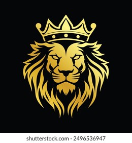 Gradient lion with crown logo template vector editable