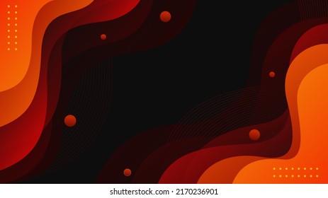 Gradient liquid abstract background design. Dark background with orange fluid wavy shapes. Futuristic vector design