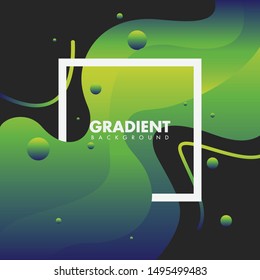 Gradient Liquid Abstract Green Dark Yellow Background