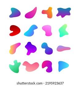 Gradient liquid blob shapes. Big set of absrtact irregular fluid shapes. Vector silhouettes of simple rounded smoot water forms