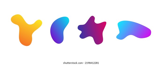 Gradient liquid blob shapes. Set of absrtact irregular fluid shapes. Vector silhouettes of simple rounded smoot water forms