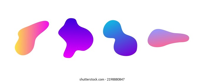 Gradient liquid blob shapes. Set of absrtact irregular fluid shapes. Vector silhouettes of simple rounded smoot water forms
