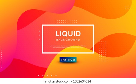 Gradient liquid color background. Dynamic textured geometric element design with dots decoration. Modern gradient pink and yellow light vector illustration.